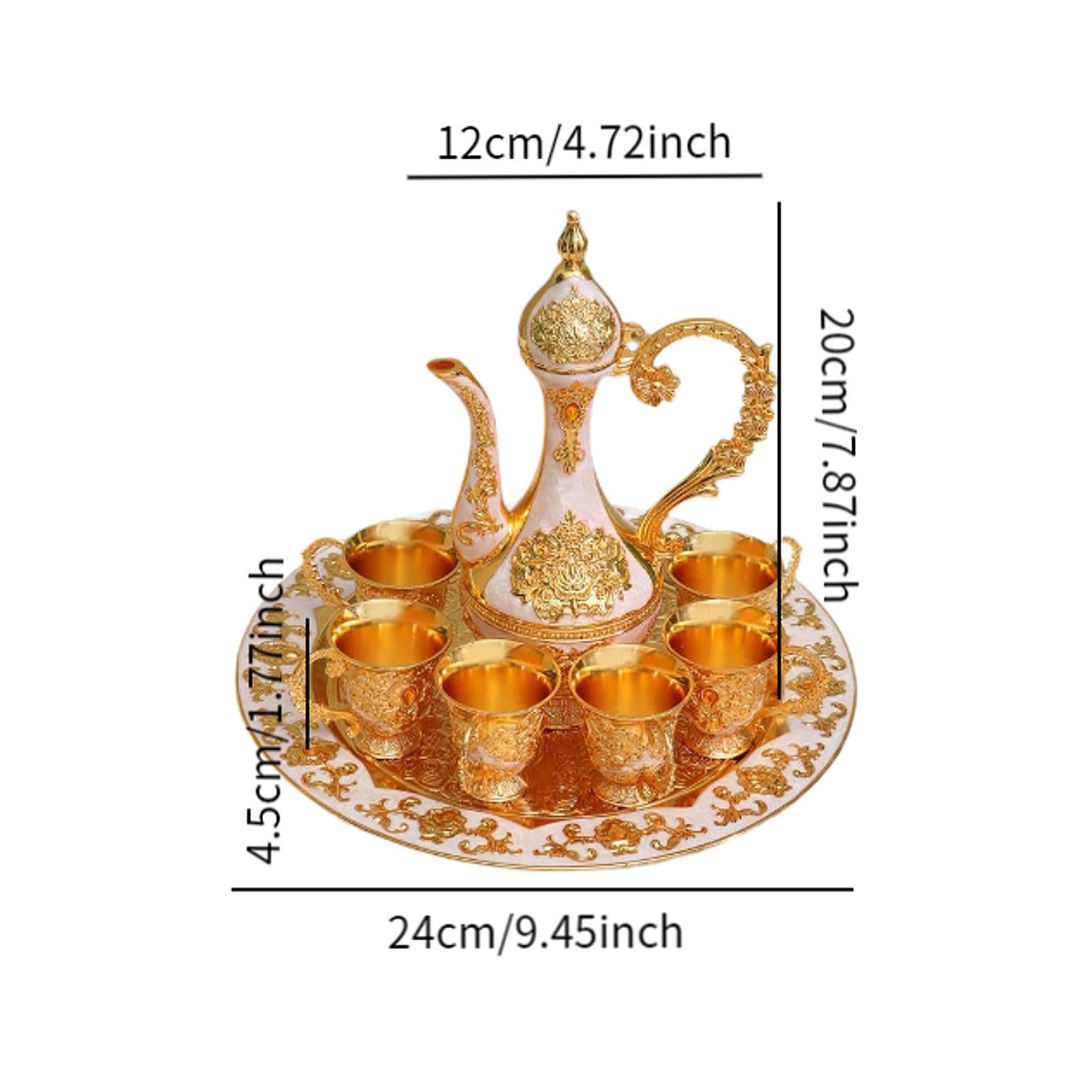 Yajuyi Service à Thé Turc, Comprenant Une Théière, Un Plateau à Café et Six Tasses. Idéal comme Cadeau pour Un Anniversaire, Un Mariage Ou Toute Autre Occasi, Blanc