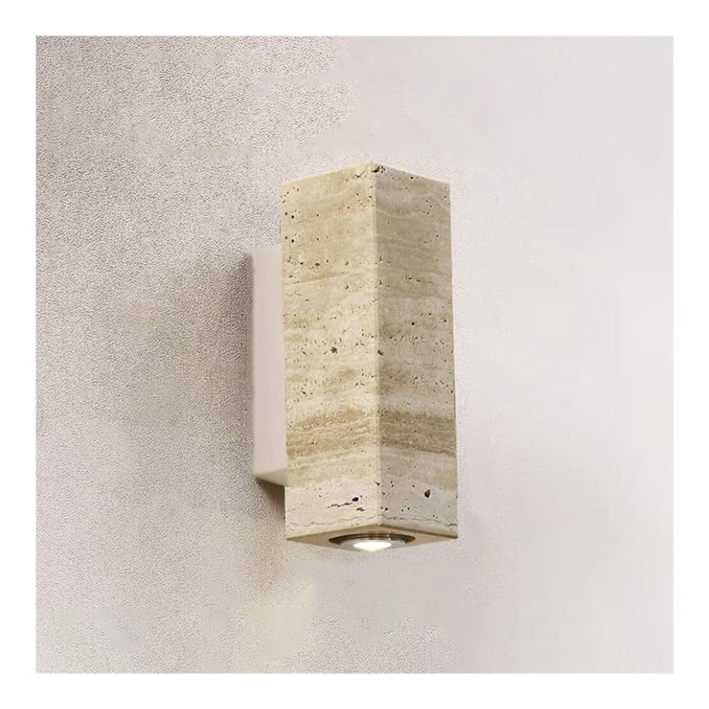 TONFON Home Decoration Wall Lamp Wabi-Sabi Natural Stone Wall Sconce Downlight Nordic Travertine Wall Mounted Lamp for Bedroom Living Room Study Room Dining Room Hallway Stairs Hall Restaurant(A,23cm)