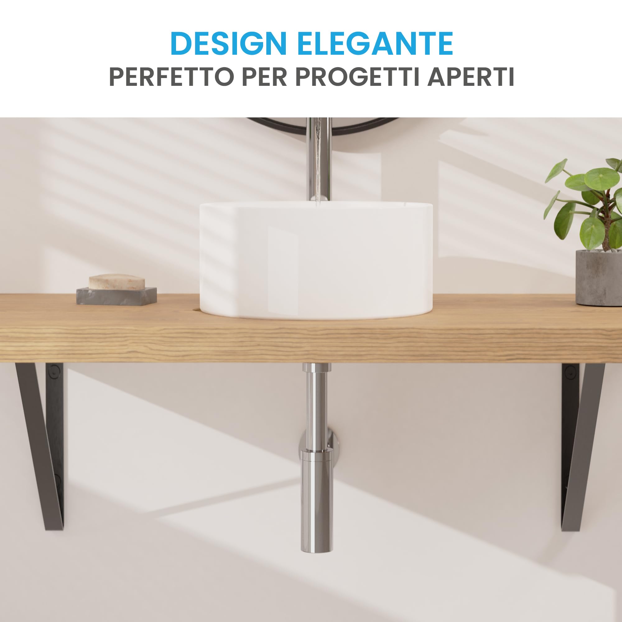 Bächlein Sifone di design universale per lavabo e mobile lavabo - piletta che si adatta perfettamente - sifone antiodore con apertura per la pulizia