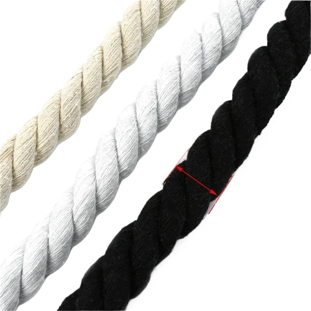 Cordone Di Cotone Intrecciato 5 metri 5/8/12/15/20mm 3 parti corda di cotone intrecciata for la decorazione della borsa Macrame Cordoncini for lacci delle scarpe