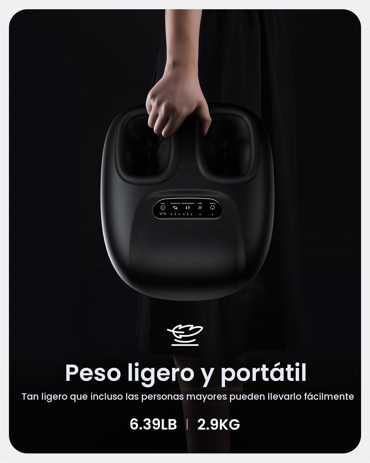 RENPHO Masajeador de pies portátil con calor, masajeador de pies Shiatsu | Masaje Shiatsu con amasado, rodamiento y compresión de aire para el hogar, la oficina o después, regalo mujer hombre, negro