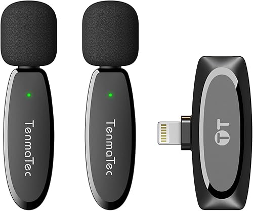 Micrófono de solapa inalámbrico para grabación de video de iPhone, micrófono con clip, mini micrófono de solapa para entrevistas de iPhone, podcast,