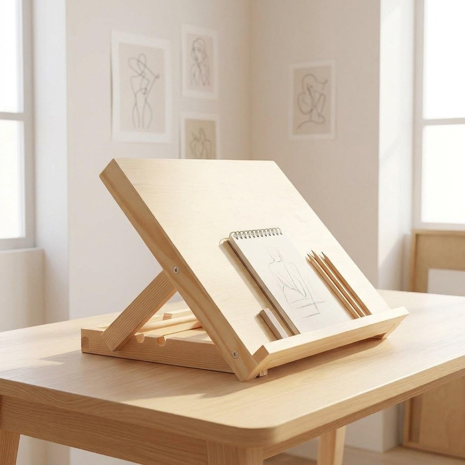 Chevalet de Table en Bois, Pliable et Polyvalent, avec Support de Présentation pour Peintres et Débutants, 23 cm x 33 cm