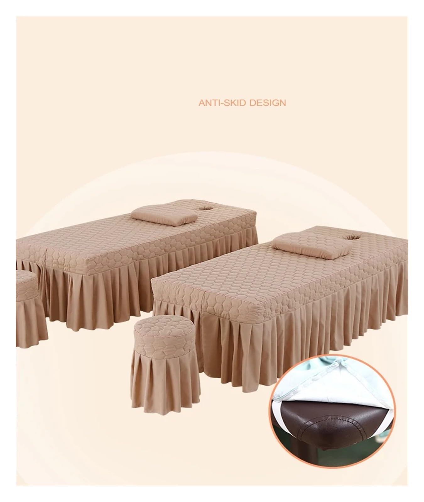Fundas Elásticas para Camillas de Masaje 4 Uds. Juegos de cama salón belleza masaje antideslizante Tuina Spa uso cubierta retales falda con ropa agujeros(190x70)