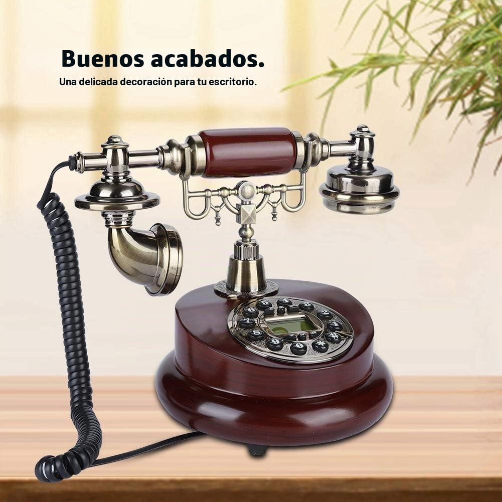 Teléfono fijo retro vintage con cable para el hogar Exquisita línea con fuente de alimentación, oficina de hotel, escritorio en casa, teléfono con cable con alfombrilla antideslizante, función de