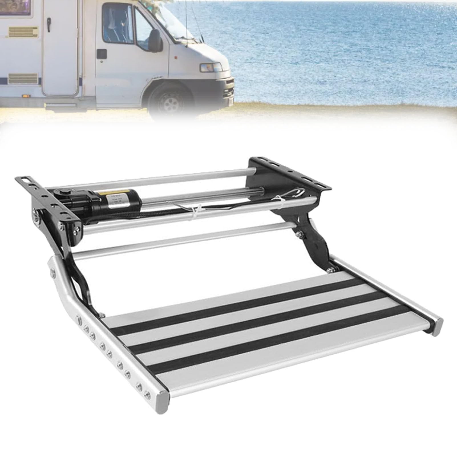 Pfps Motorhome Electric Steps, Aluminum Alloy Steps, Electric Retractable RV Stairs, 440 LBS Load Capacity, for RV, Campers Safe Entry and Exit 12V-Single