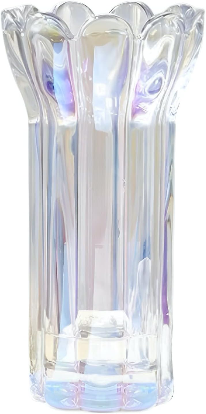 Glass Vase for Flowers, Colorful Clear Glass Vases for Centerpieces, Crystal Vase for Home, Table, Decor 9.45 inches Tall