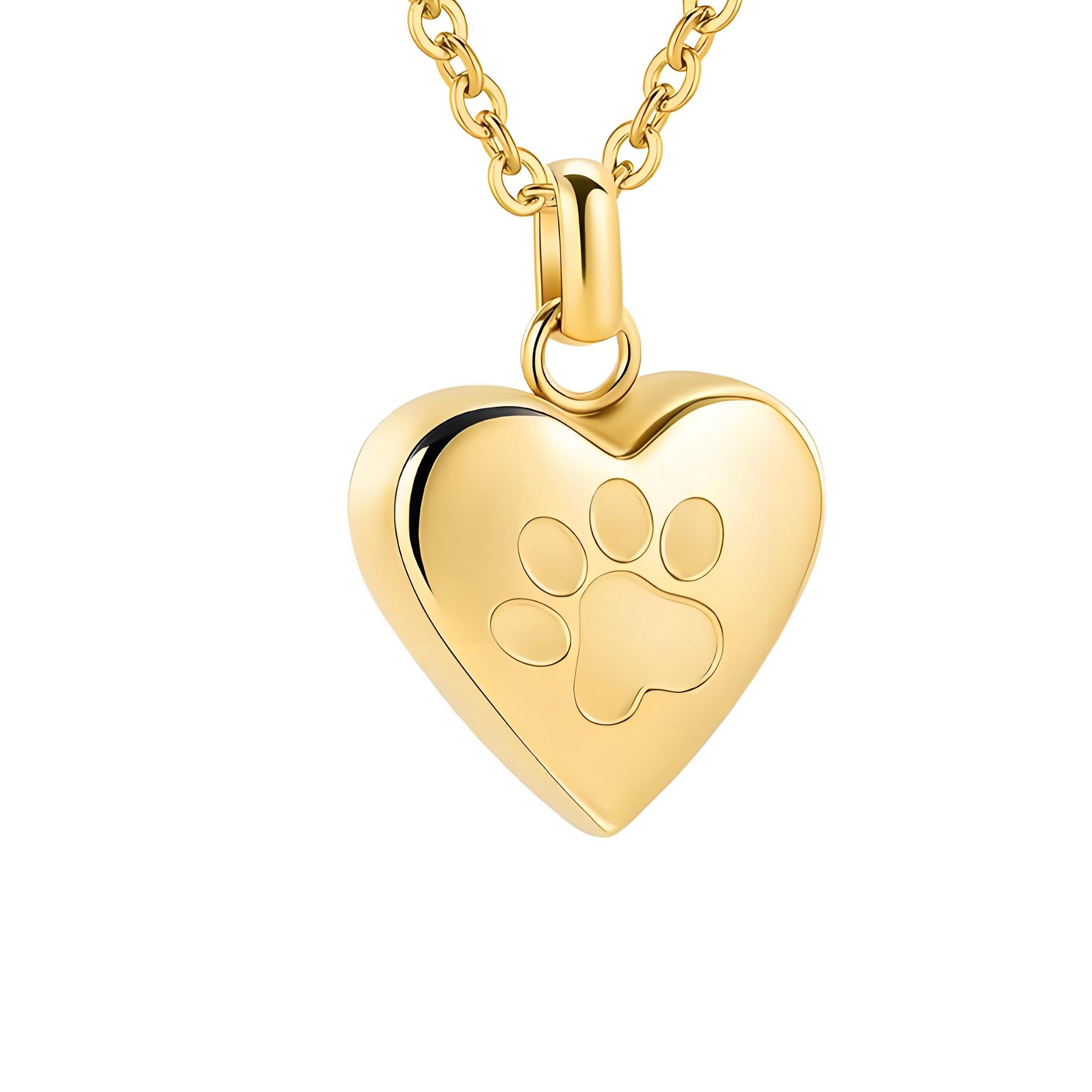 GBAFGLC Pet Cremation Jewelry Paw Print Heart Urn Necklace Pendant