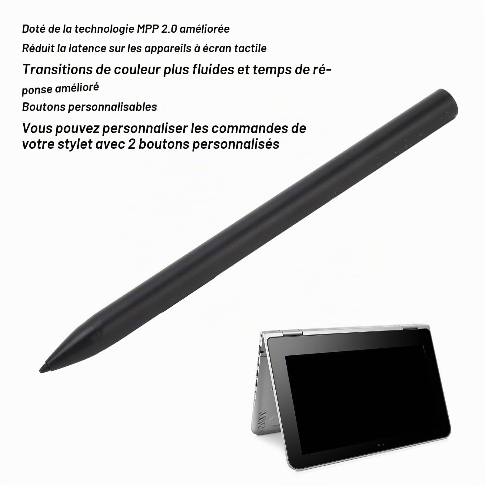 Stylet pour Pavilion X360, pour X360, pour Envy X360 et Autres Séries, Stylet Numérique Actif, 2 Boutons Personnalisables