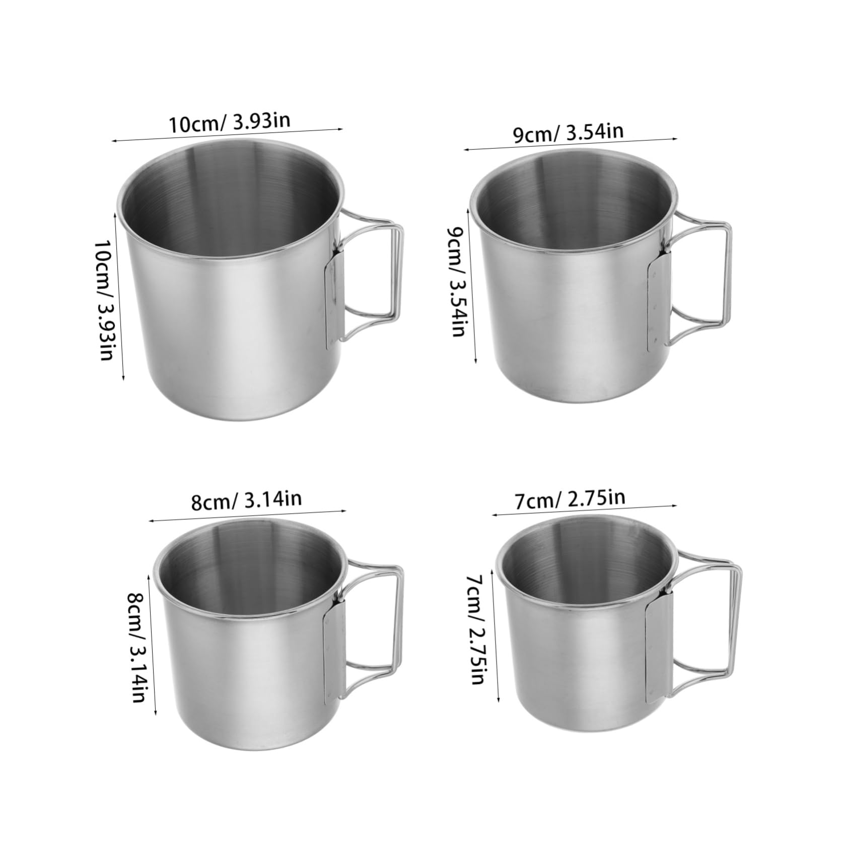 KOMBIUDA 4 Stück Edelstahl Becher Outdoor Faltbare Campingbecher aus Edelstahl Tragbar und Leicht für Camping Reisen und Grillen