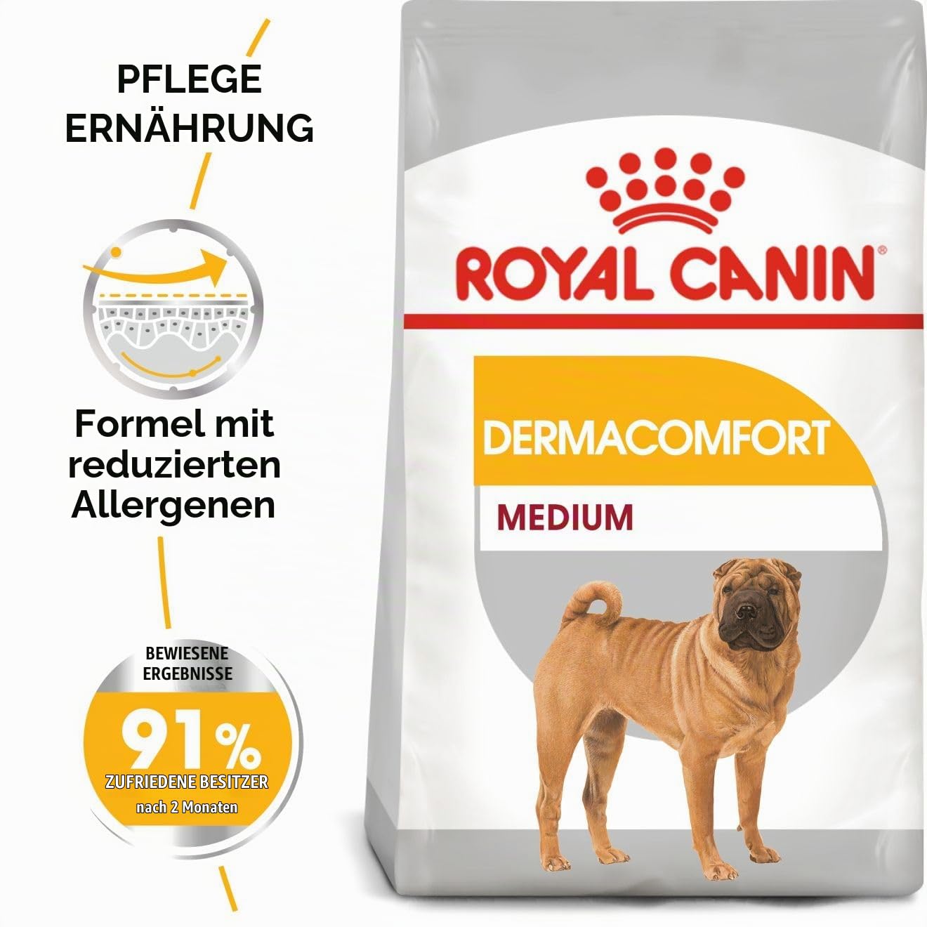 Dermacomfort Medium | Trockenfutter für Hunde | 3 kg | Mit Omega-3 und -6 – Ansicht 4