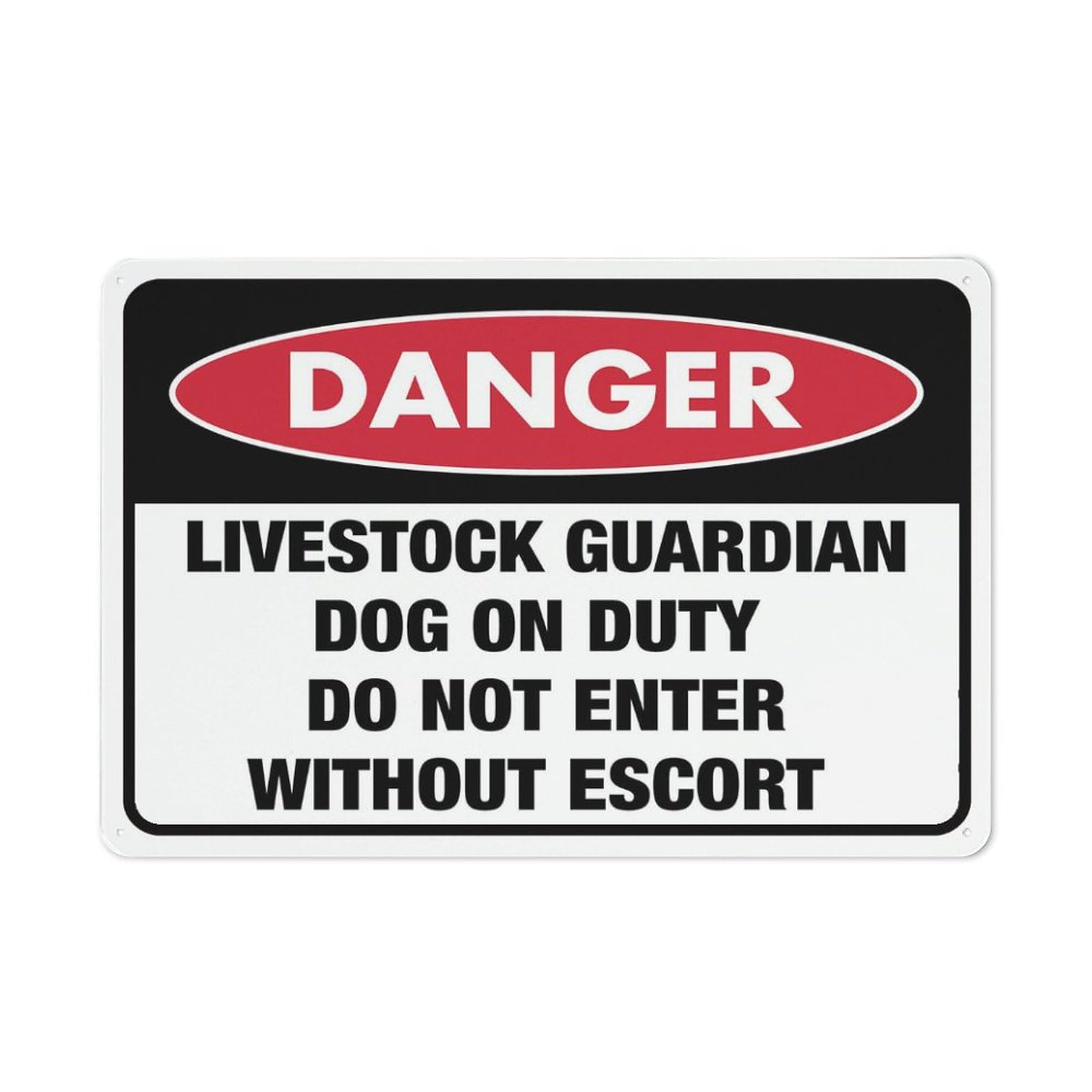 Danger Guardian Livestock Dog On Duty Sign 12"x8" Rustproof Aluminum, Multicolor
