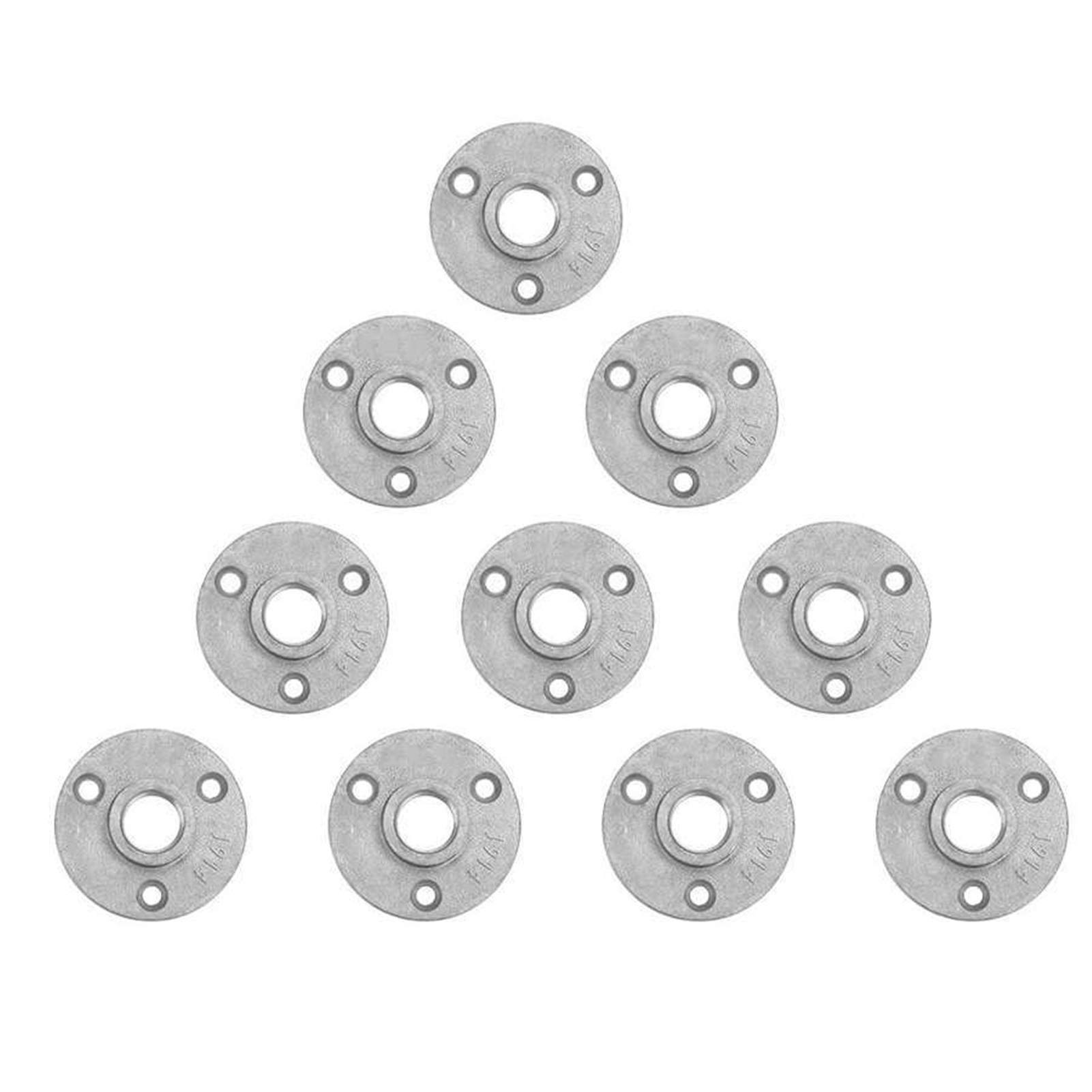 Rigid Flange，Flange Coupling 10pcs 3 Holes 65mm Flange Pipe Base Thread Floor Flange Iron Cast Flange Base Fittings Cast Iron/Aluminum Alloy(Aluminum alloy)