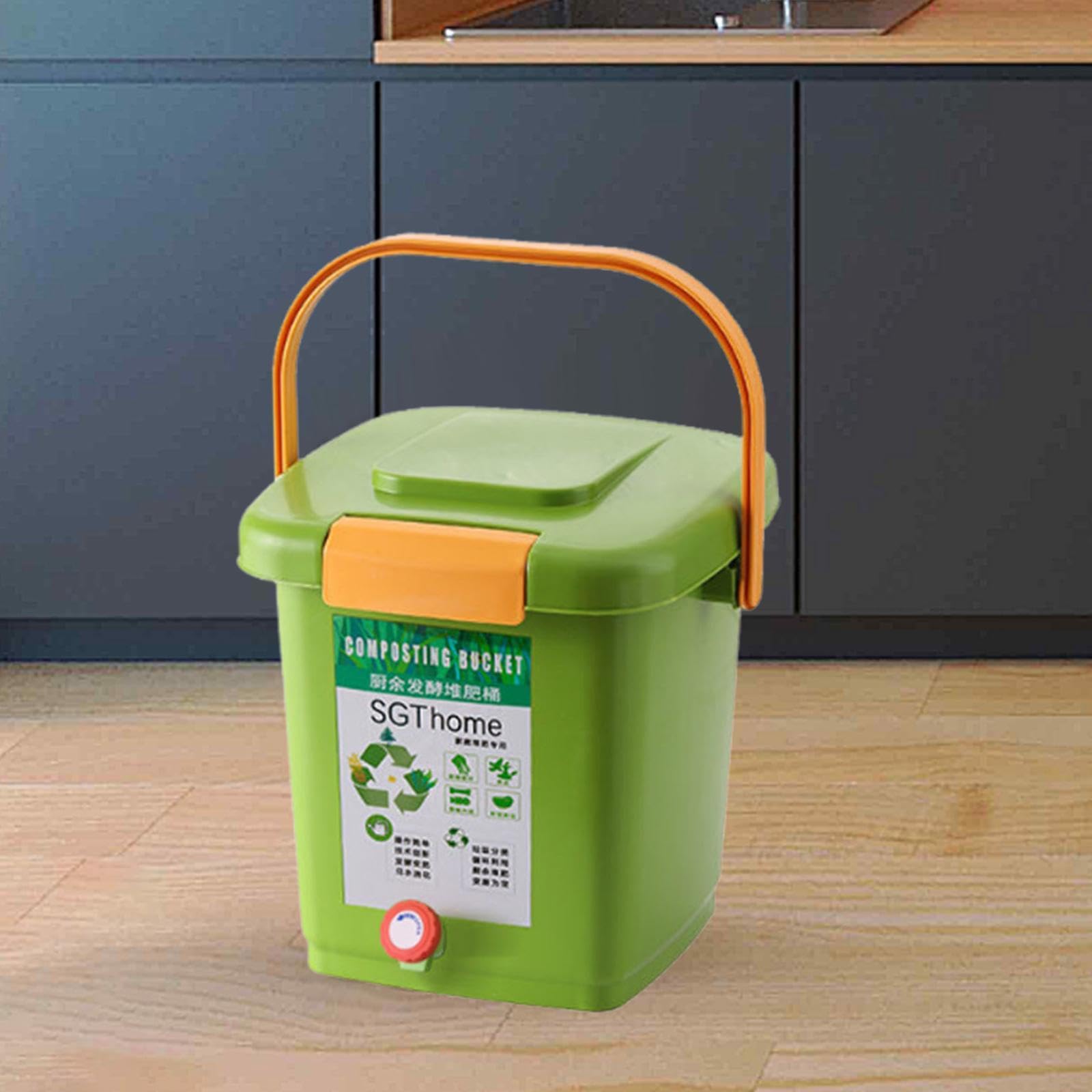 Composteur, Poubelle Hermétique avec Poignée, Cuve de Fermentation Pratique pour Déchets Alimentaires, Seau à Compost pour Jardin, Ferme Ou Intérieur, 15l