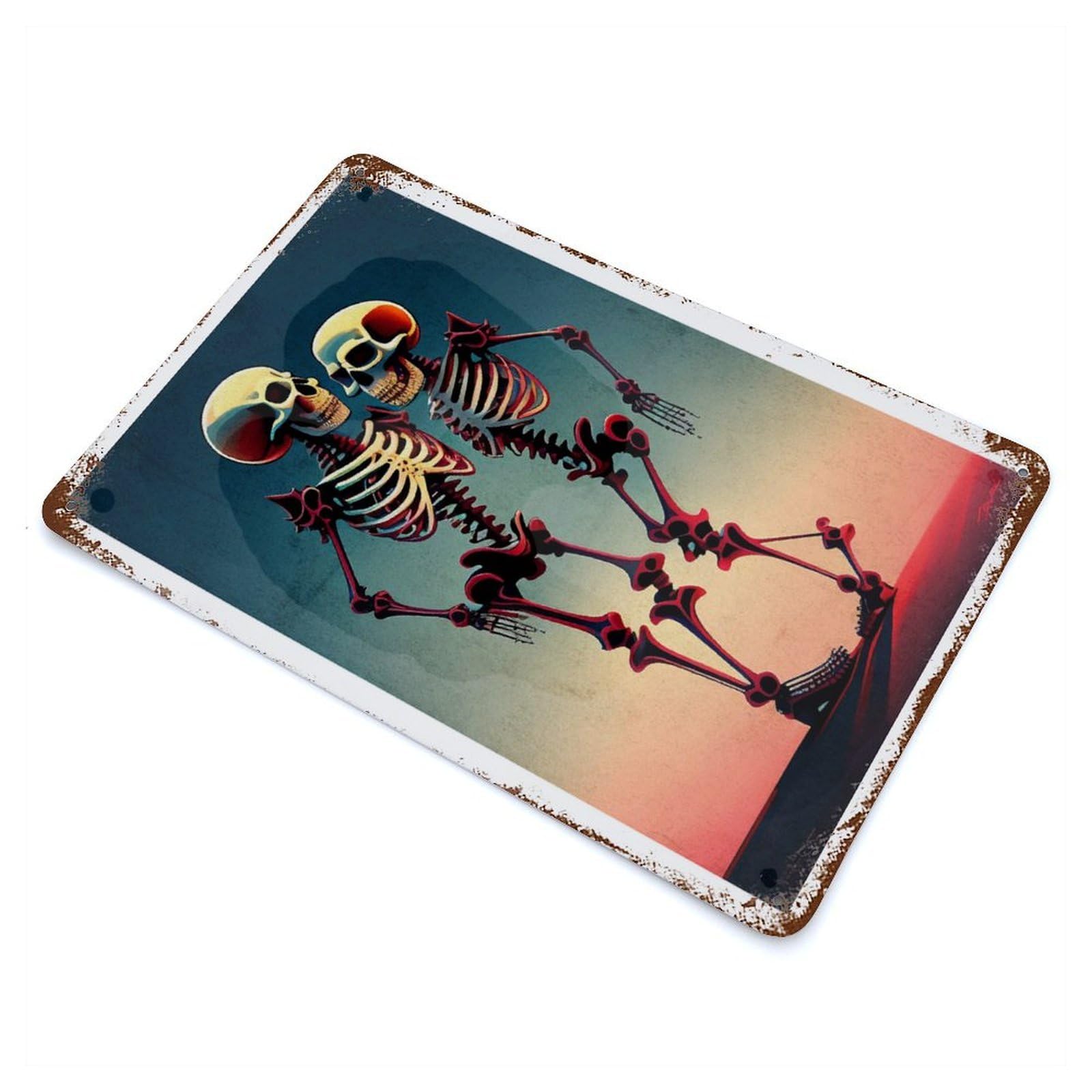 Garage Style Skull Dancing Weathered Tin Sign 11.8"x7.9", Classic Wall Plaque for Bar And Workshop