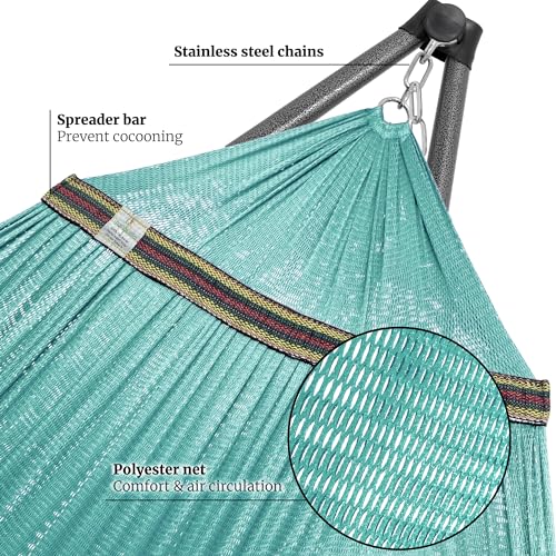 Image of Tranquillo Combo x2 Hammocks with Stand for Outside & Tree Straps, Heavy Duty Hammock with Stand 600lbs for Indoor Outdoor Patio Backyard, x2 Hammocks for 2 Person (Combo - Sky, Medium)