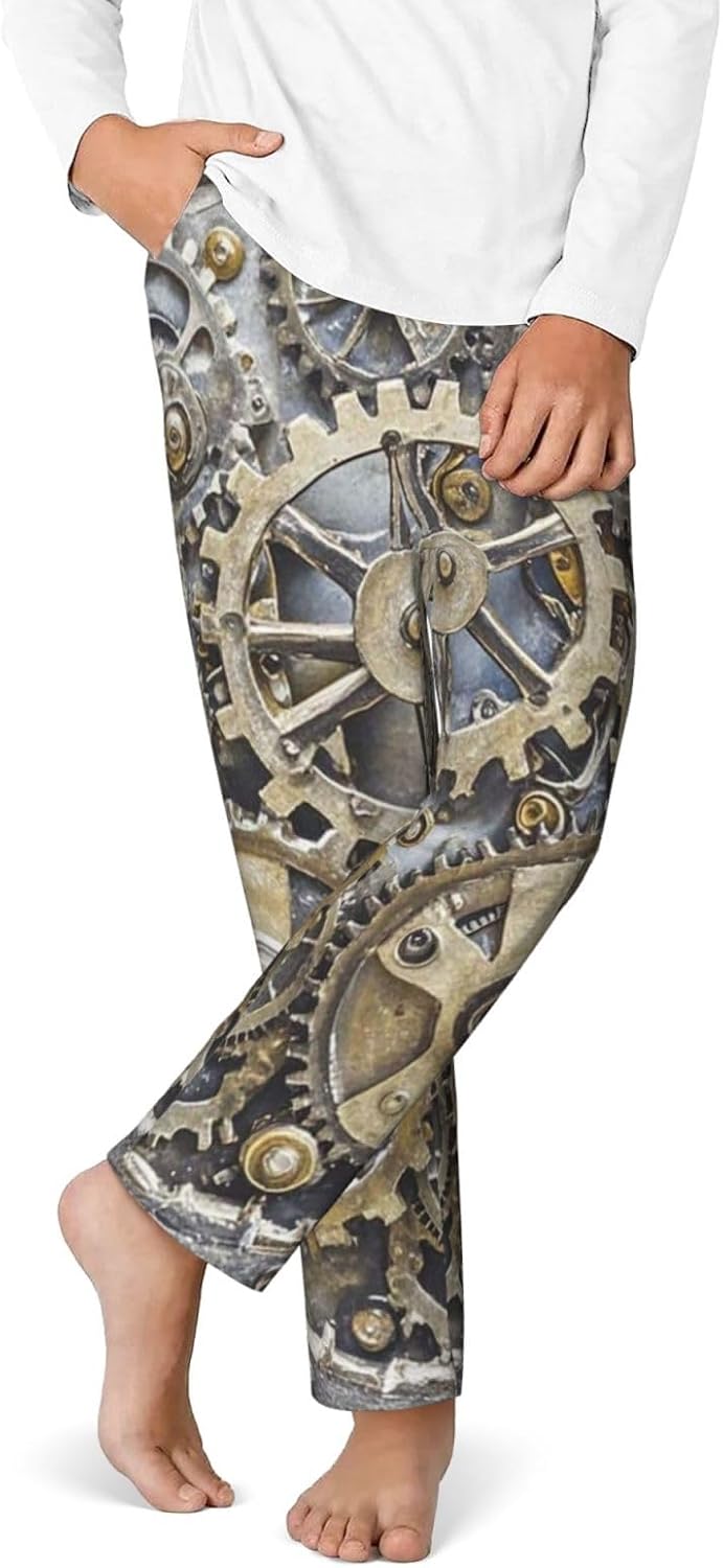 Mens Pajama Pants Soft Pajama Bottom Steampunk Mechanical Gears Sleep Pant Lounge Pants with Pockets PJ Bottoms