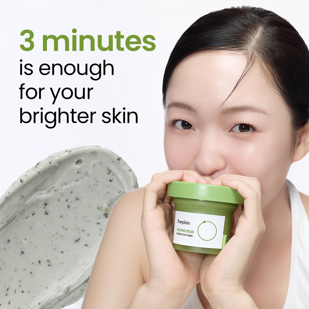 beplain Mung Bean Pore Clay mask (4.05 fl oz /120ml) | Fragrance-Free | Wash Off Mask for Blackhead & Whitehead Care | Quick 3 Minute to Gently Cleanse, Exfoliate and Tighten Pores | Korean Skincare - Image 5