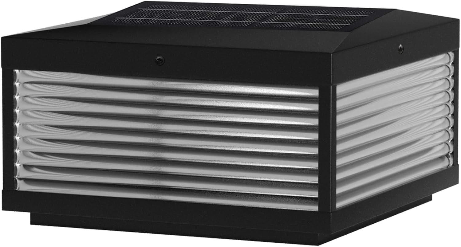 Modern Solar Post Light, Outdoor IP65 Waterproof Landscape Luxury Column Lantern Lamp for Fence Deck Pillar Cap Patio Garden Decoration with 4 Different Lighting Color