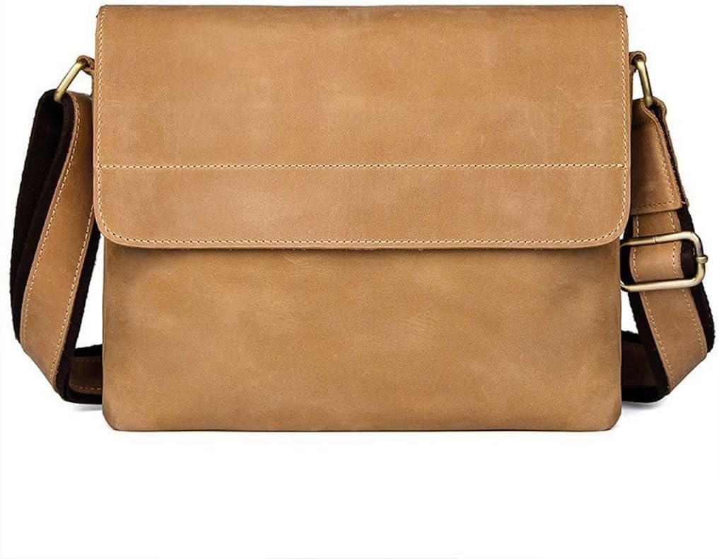 Retro and men's crossbody bag, cowhide small, genuine leather shoulder, casual trendy backpack