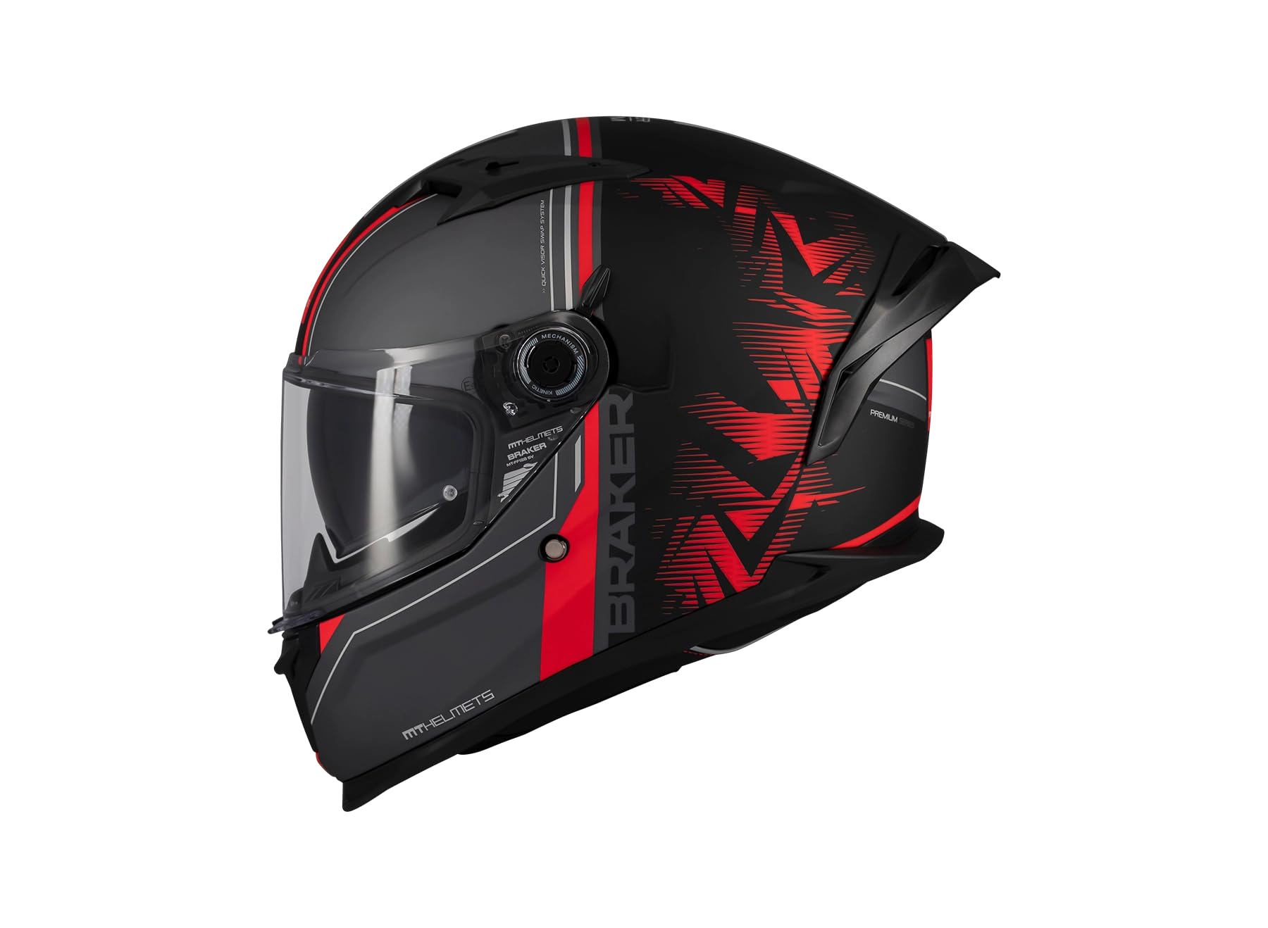 MT Helmets Braker SV, Casco Moto Integral Deportivo, Visor Solar Retráctil, Pantalla de Extracción Rápida Patentada, Spoiler Aerodinámico y Preparado Intercomunicador UCS, Homologado ECE 22.06 & DOT