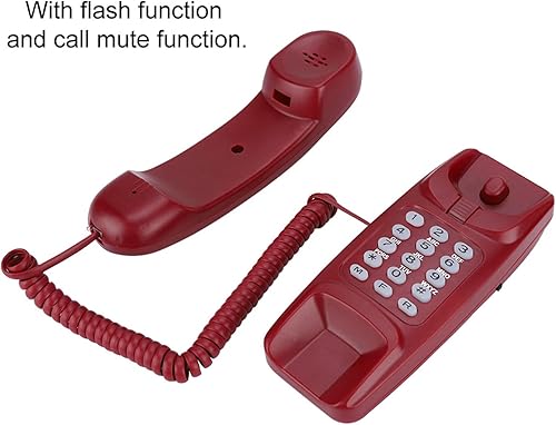 Miniatura 5 de Soporte de paredteléfono fijo, sin identificación de llamadas RJ45 (6P2C) Línea telefónica Teléfono con cable alimentado para el hogar (rojo)