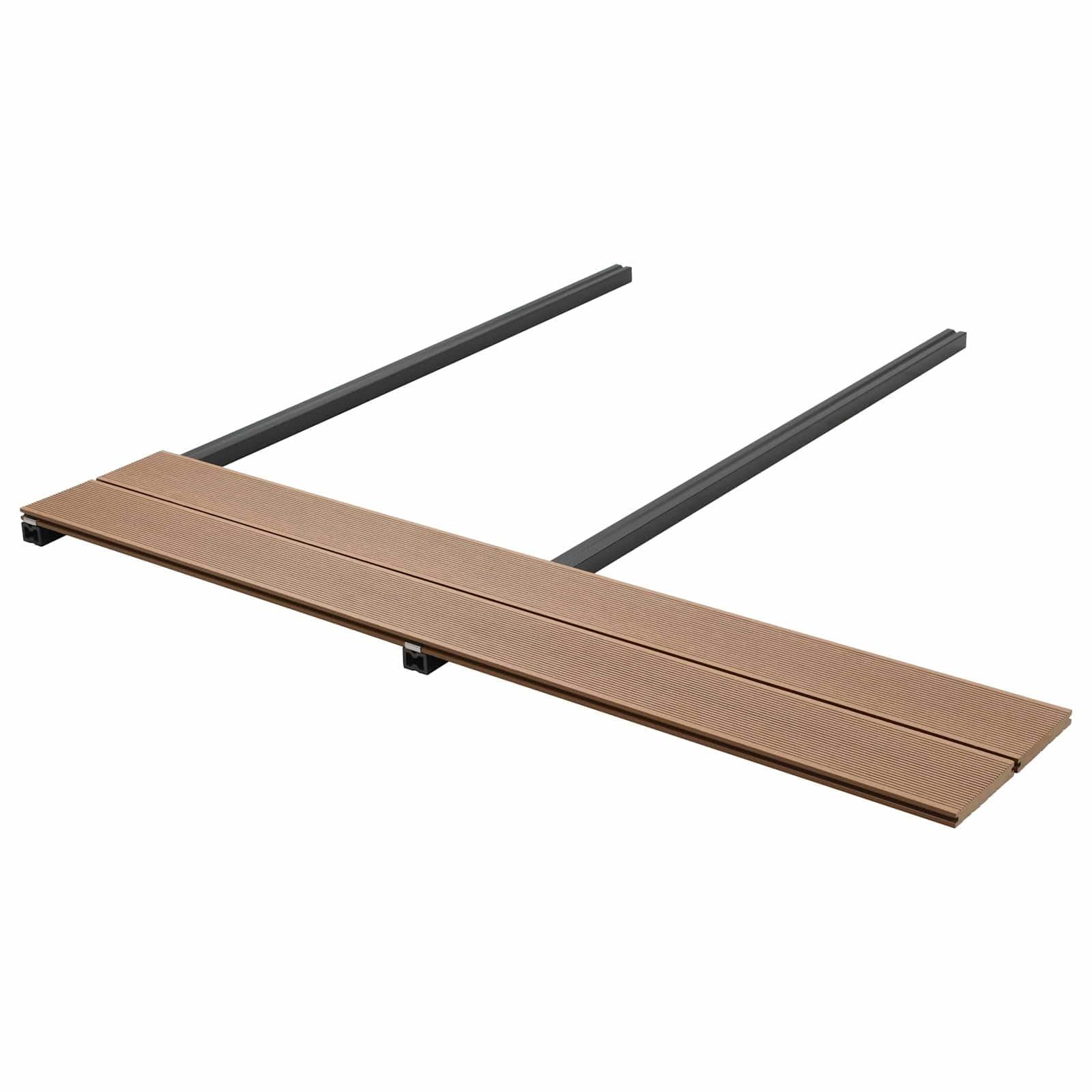 Zestaw desek tarasowych WPC o wyglądzie drewna tekowego, 220 x 14 x 2 cm, 6 desek wraz z materiałem do mocowania do ogrodu, na taras i balkon