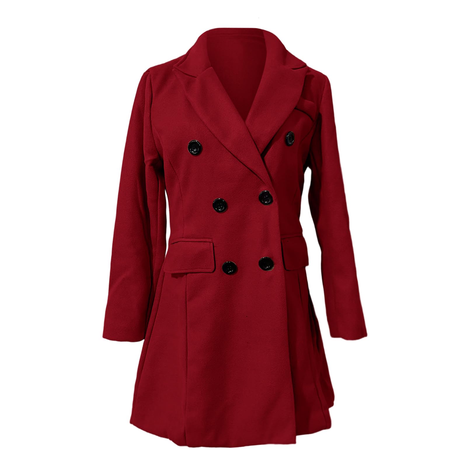 Generisch Wintermantel Damen Wolle Winterjacke Damen Lang Wollmantel Winter