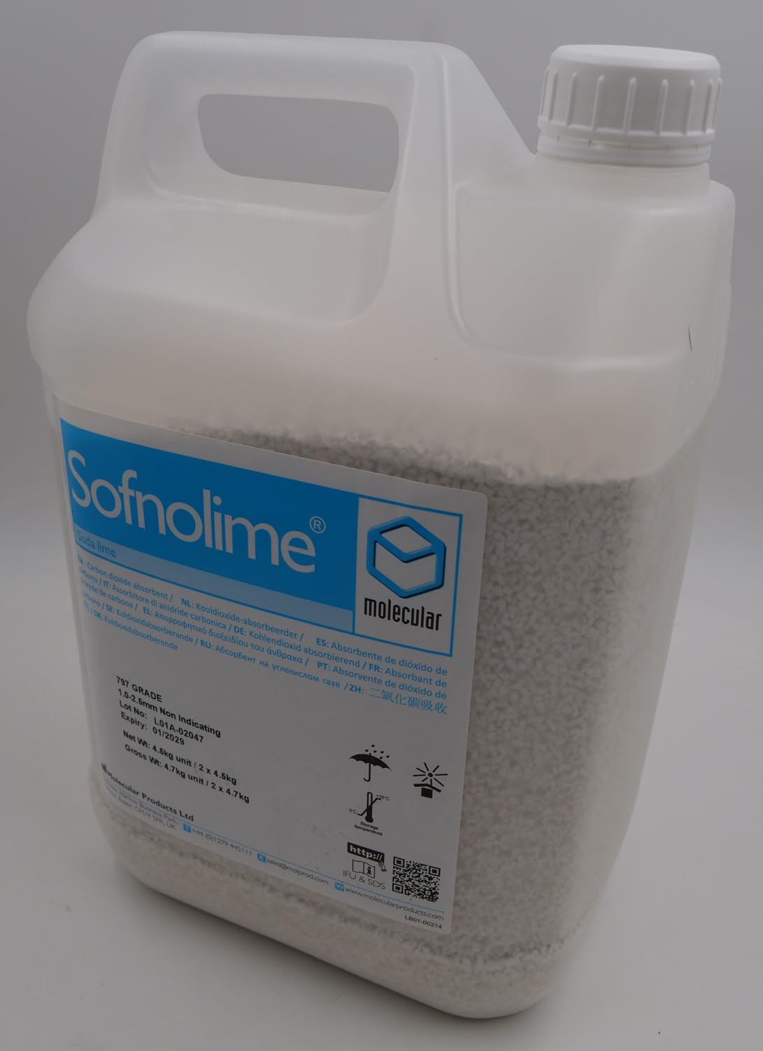 Sofnolime 797 - Calce respiratoria granulato, 4,5 kg
