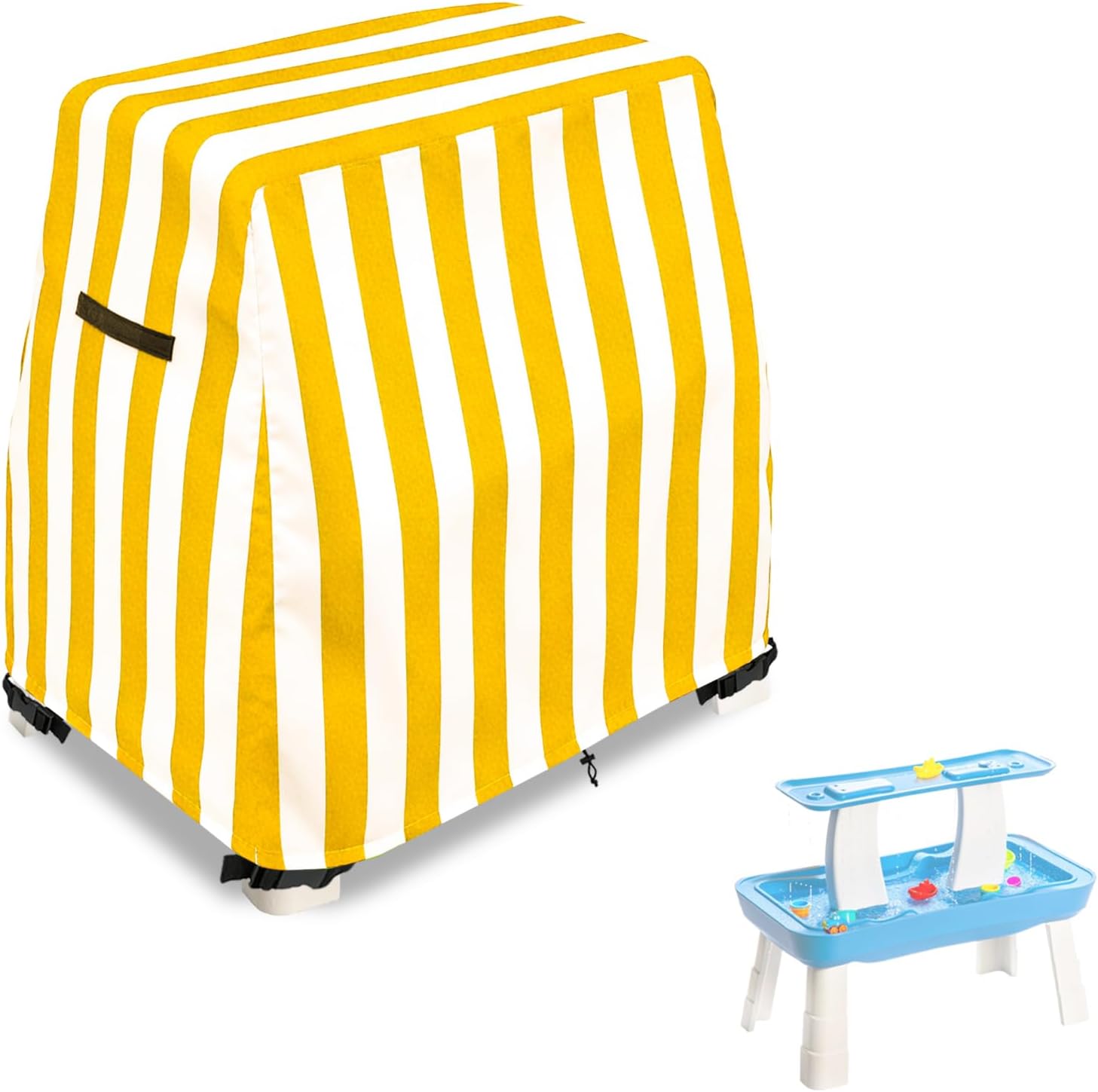 Kids Water Table Cover,Outdoor Heavy Duty 600D Waterproof Toddler Water Play Table Cover,Compatible with GoSports Splash Station Water Table,Designed with Buckles and Drawstring to Fix,yellow