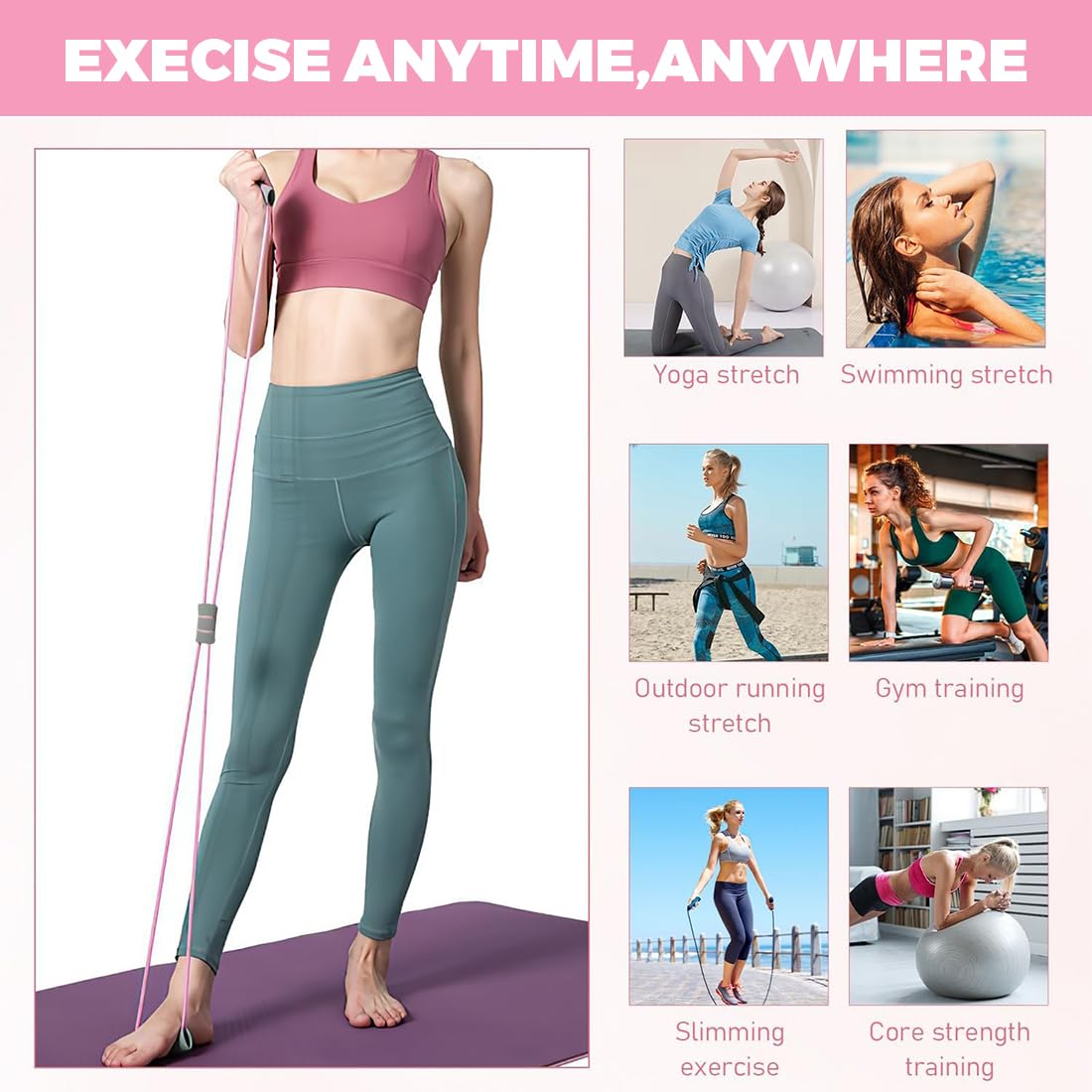 RUKAN Elastici Fitness Bande, Resistente Fascia Yoga Elastico, 25 Libbre, per Yoga, Allenamento della Forza e Camminata Metabolica