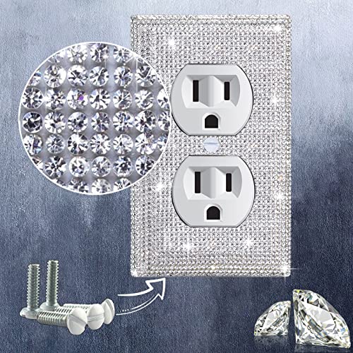Image of Shiny Silver Rhinestone Wall Plate Cover, 4.5 inch x 2.8 inch, Toggle 1 Gang, Luxurious, Multicolor Effects