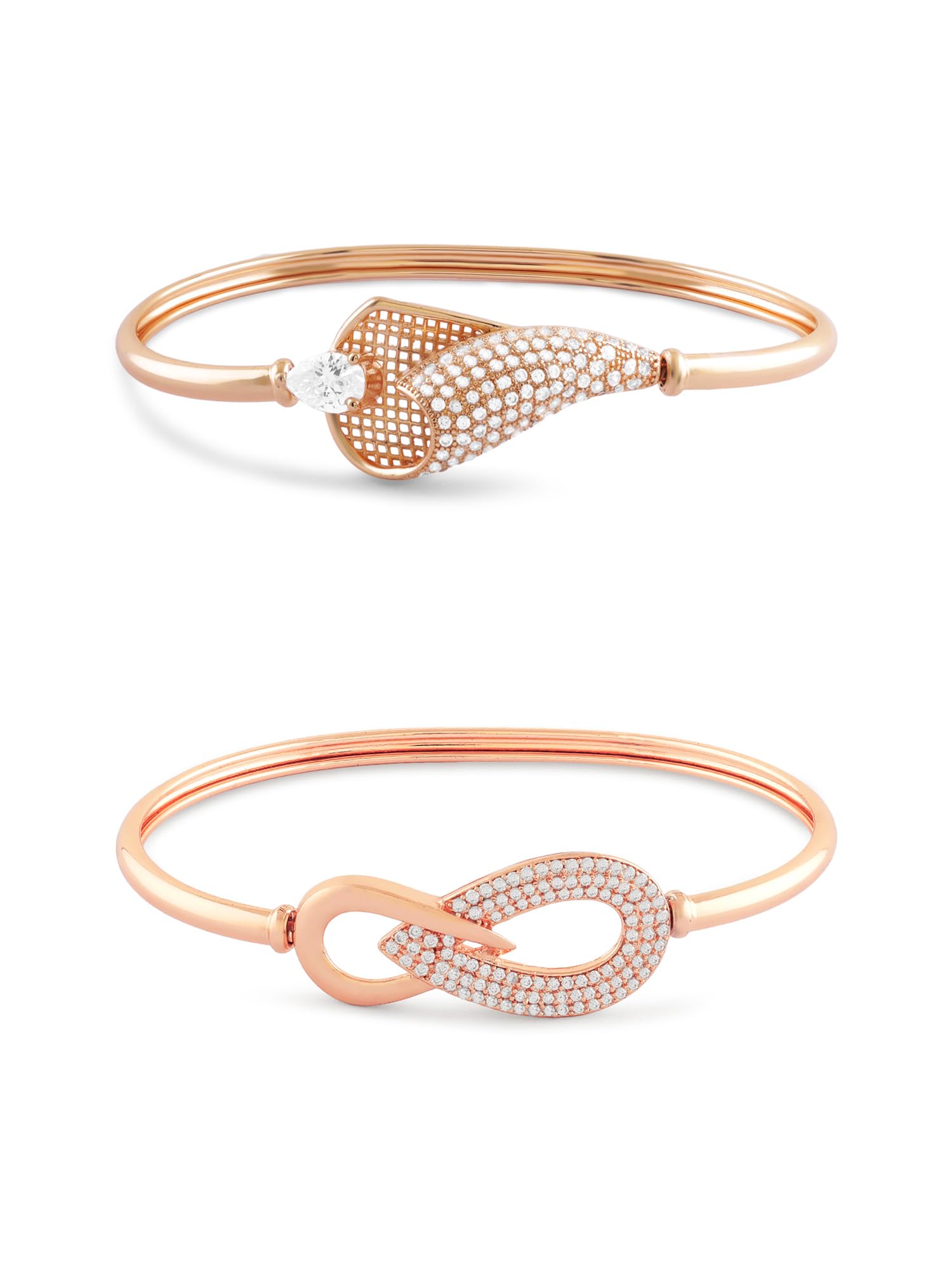 See full amazon price history chart for ZAVERI PEARLS Set of 2 Rose Gold Tone Contemporary Cubic Zirconia Brass Kada Style Bracelet For Women-ZPFK17975 ZAVERI PEARLS Set of 2 Rose Gold Tone Contemporary Cubic Zirconia Brass Kada Style Bracelet For Women-ZPFK17975 (B0D114PMN1) Amazon Price History, Amazon Price Tracker