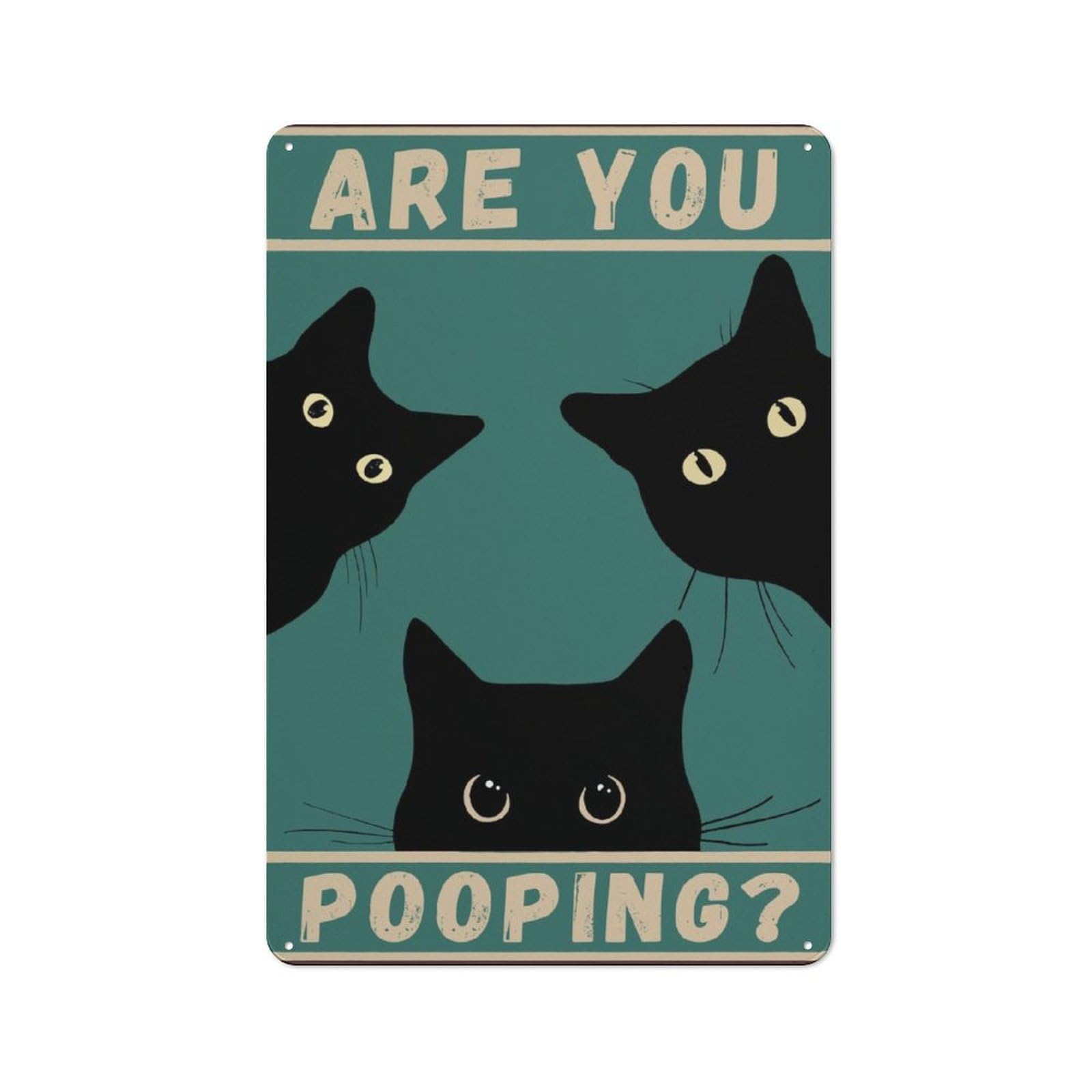 Junmoney Fat Cat Toilet Are Pooping Retro Tin Sign 30X20cm For Garage Or Workshop, For Furnishing A New Garage And Workshop With Retro Decor