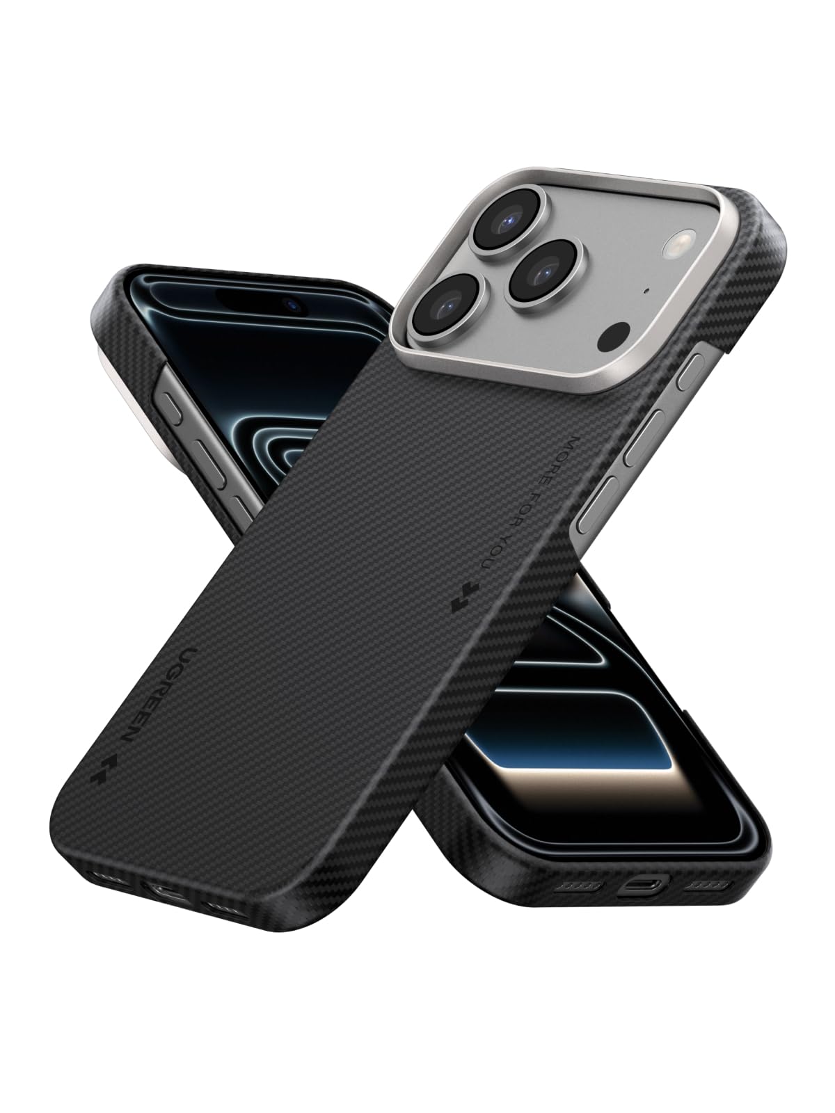 UGREEN for iPhone 17 Pro Max Aramid Fiber Case with Magsafe, 360 Full Protection, Anti-Scratch, Slim & Light Case for 6.9 inch, Luxury Touch, Black Twill