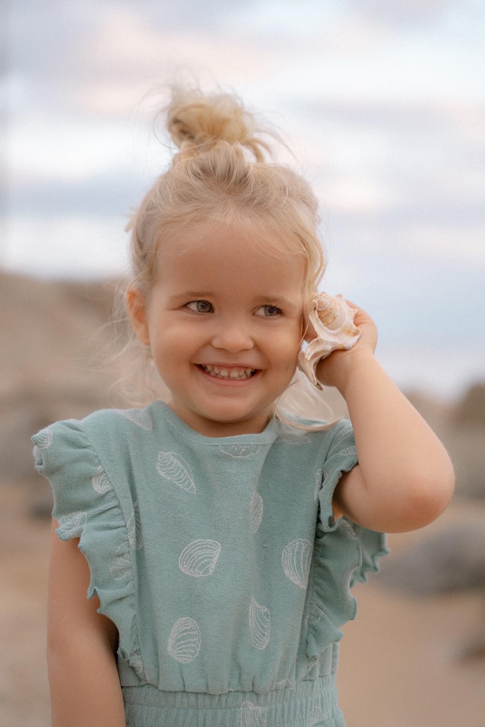 Little Dutch CL25034415 Jumpsuit ärmellos mit Rüschen Frottee - Ocean Treasures Surf Blue (Gr. 86/92)