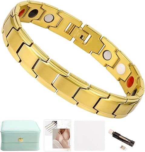 Pulsera magnética ultra resistente para hombres, pulseras terapéuticas de acero inoxidable con 18 imanes de neodimio, tamaño ajustable, elegante