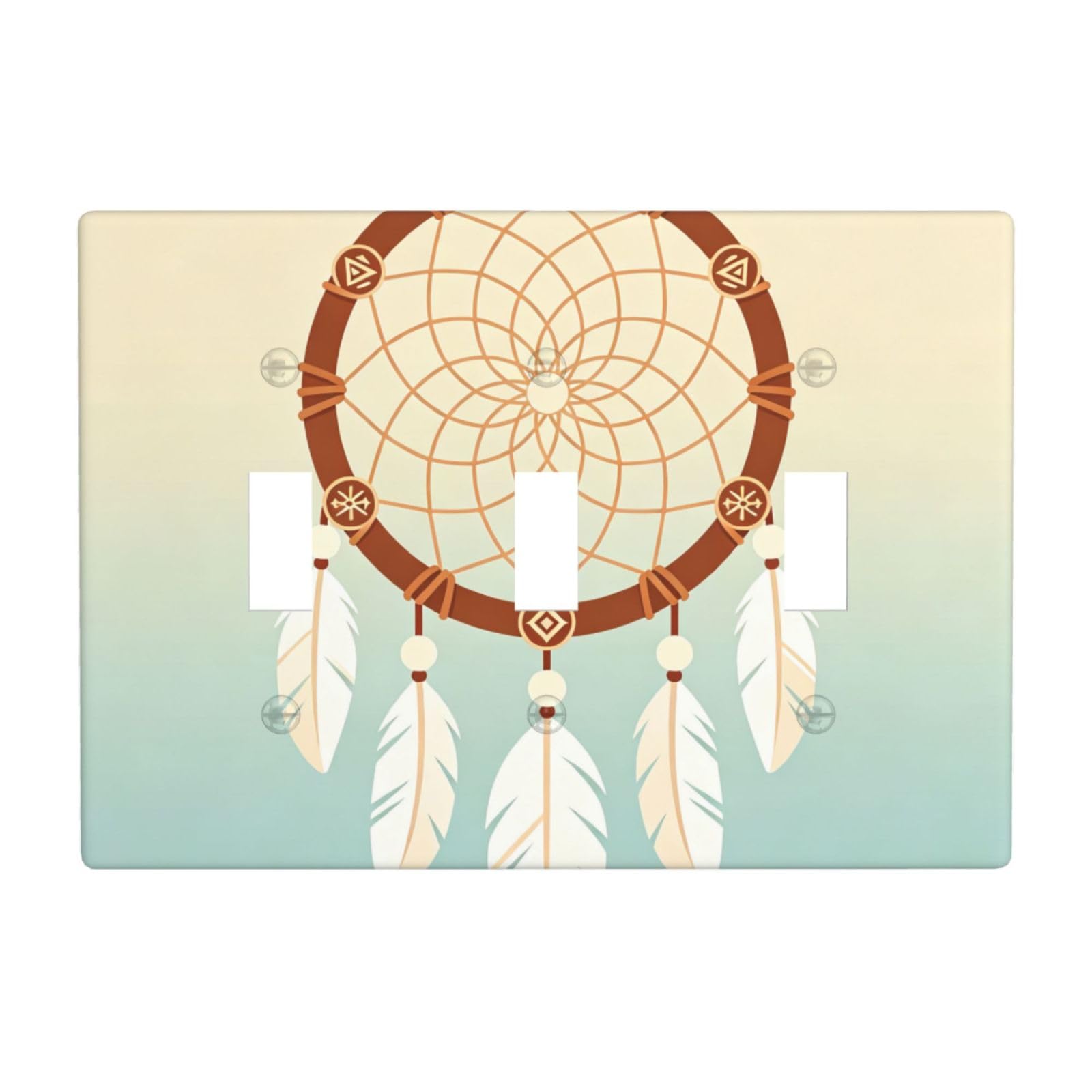 Dreamcatcher Feather 3 Gang Switch Plate Cover-Unbreakable Polycarbonate Wall Plate, Heat Resistant Toggle Switch Decor for Home