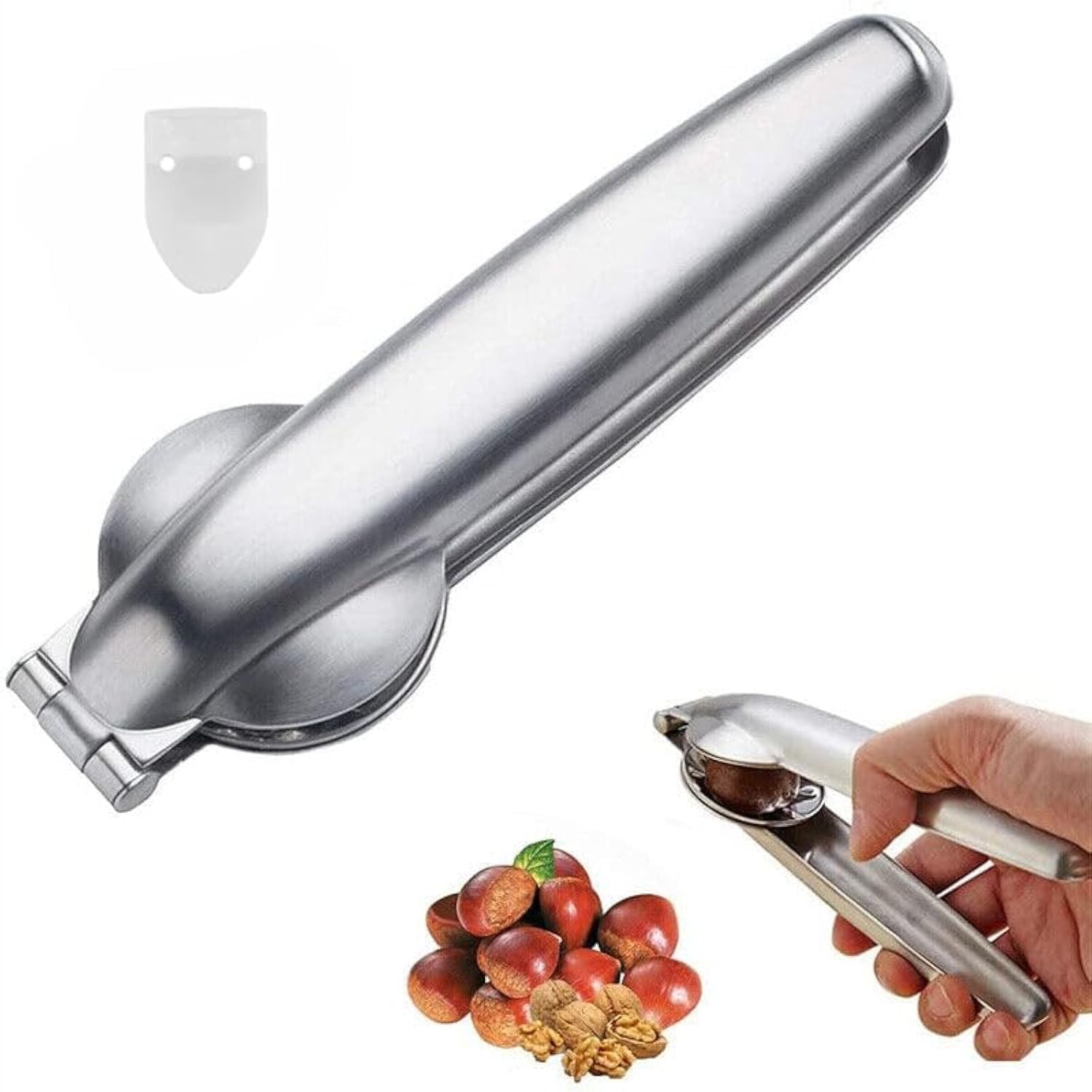 Joyzzz Nutcracker Chestnut, 304 Stainless Steel Chestnut Cutter Tool, Multifunctional Chestnut Opener, Portable Walnut Opener, Metal Nut Opener Plier Multifunction Nutcracker Clip Peeler for All Nuts