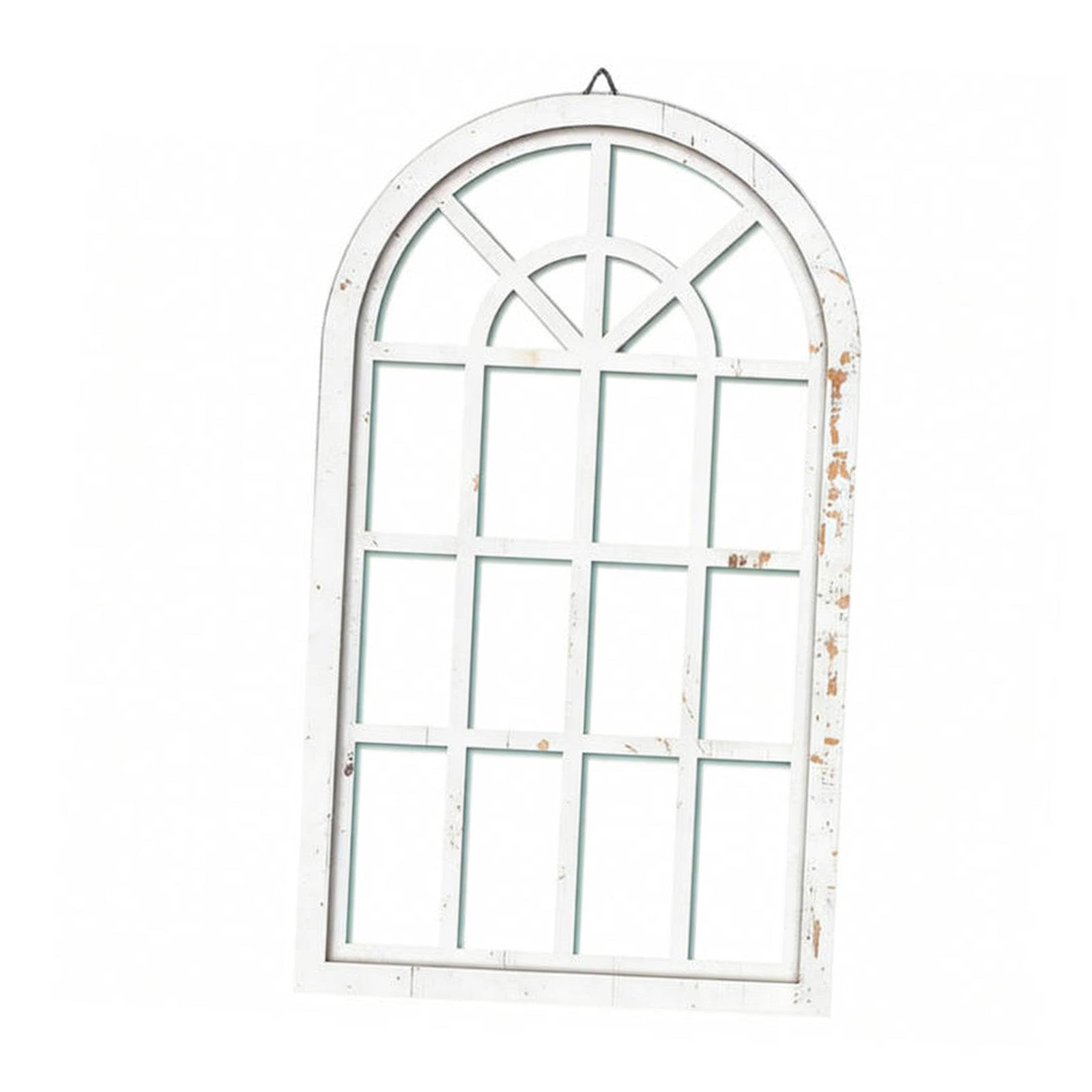 Miroir mural arche bois blanc pour illuminer un salon sombre et masquer les défauts