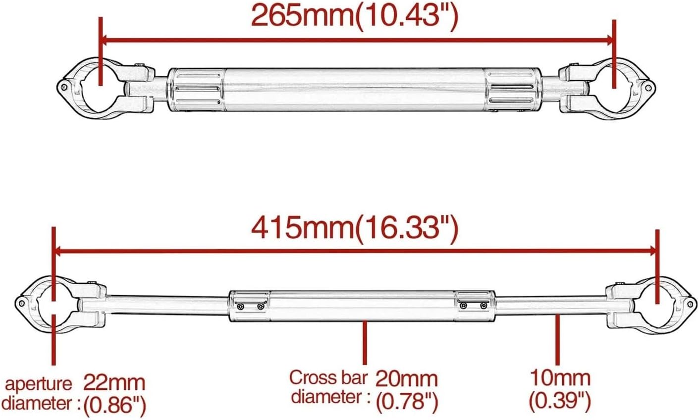 クロスバーバランス オートバイハンドルバークロスバー強化太いハンドルバーフロントバランスバーオートバイ改造部品(Type C)