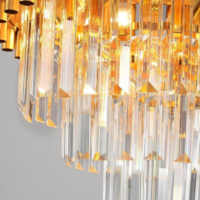 Image of SUANI Modern Crystal Black Gold Chandeliers with Ceiling Light Fixture for Living Room |Jhoomer | Chandelier for Restaurant | Jhoomar for Hotel | Light Fixture Chandelier Bedroom and Hallway 300Mm