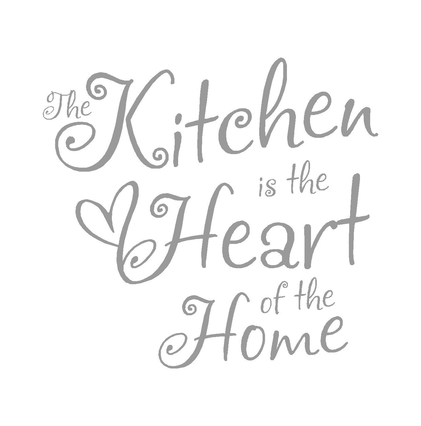 LightningSigns The Kitchen is the Heart of the Home Kitchen Wall Art Sticker, Decal, Quote LSK1 (Grey)