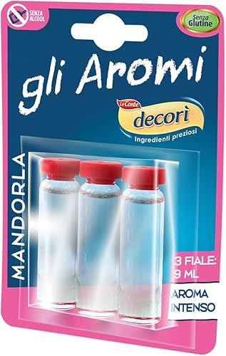 Decorì Aroma Mandorla Amara per Dolci, Aroma Intenso, Ideale per Dolci e Creme, Confezione da 9 ml (3 fiale da 3 ml) (1 pezzo)
