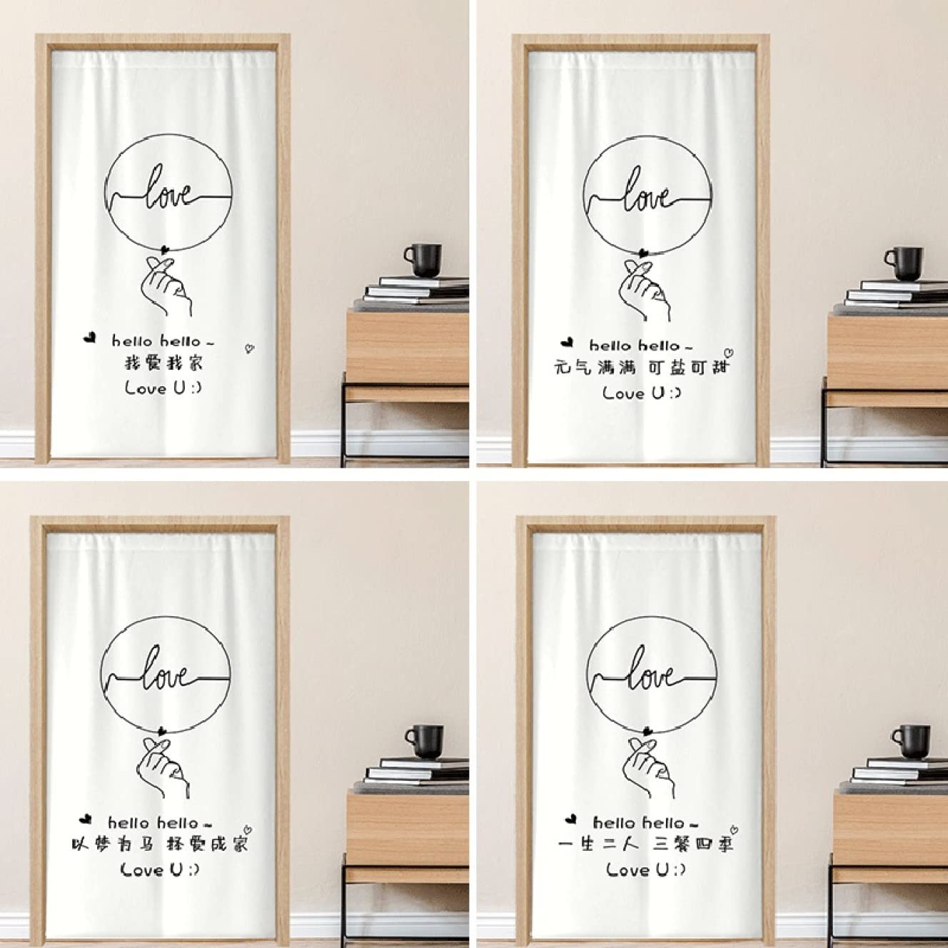 Amazon｜[KMBIGNK] シンプル 線画 文字柄 暖簾 のれん 80*180cm