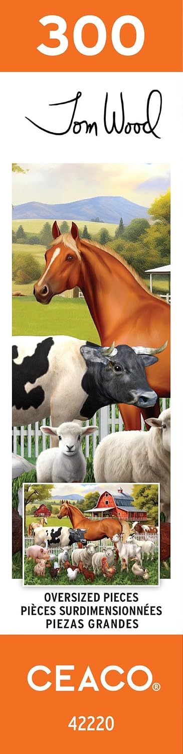 Ceaco - Tom Wood - Farm Animal Friends - 300 Oversized Piece Jigsaw Puzzle