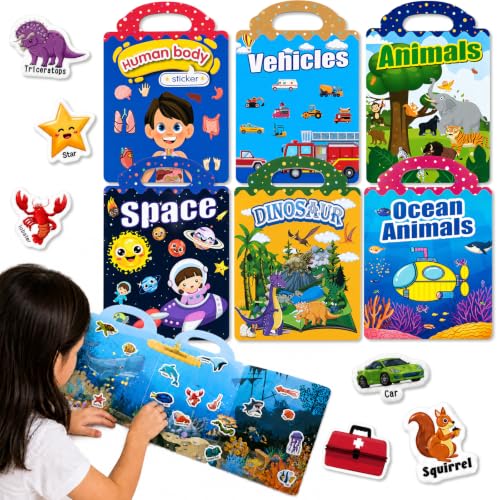 Livre Autocollants Tout-Petits Bombé 3D Réutilisables 6 Pack