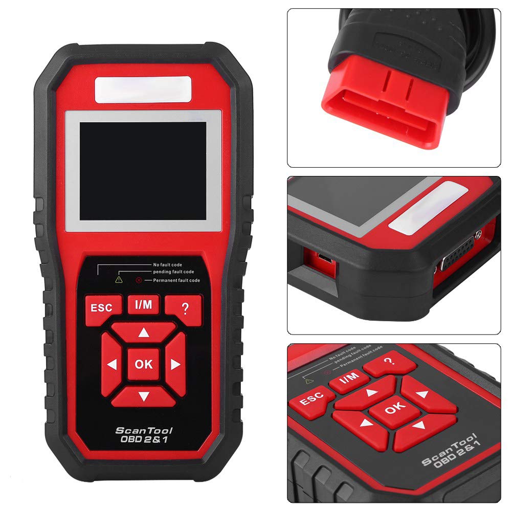 KW850 OBD2 EOBD Diagnostic Diagnostic Scanner Strumento Codice di Guasto Reader, Auto per Scanner Diagnostico a LED per Veicoli OBDII Dal 1996, Evap Scanner Car Diagnostic Red