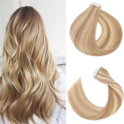 Extensiones de cabello humano con cinta adhesiva invisible, sin costuras, doble cara, extensiones de cabello humano recto natural de Remy para