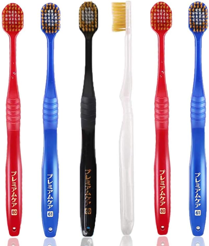 Ebisu Premium Care Tooth Brush with Wide Head, Extra Soft Toothbrushes 6 Pack, Double Layered Bristles, Soft Bristle Toothbrush, BPA Free, 4 Colors (Red, Blue, Black)